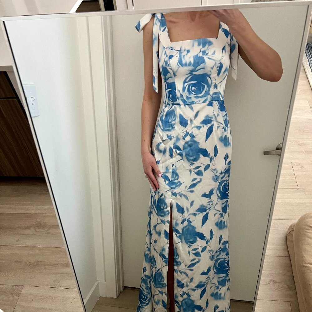 Blue and White Floral AW Bridal Dress NWT